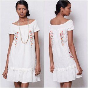 Anthropologie Moulinette Soeurs Malee Off-shoulder Embroidered Mini Dress